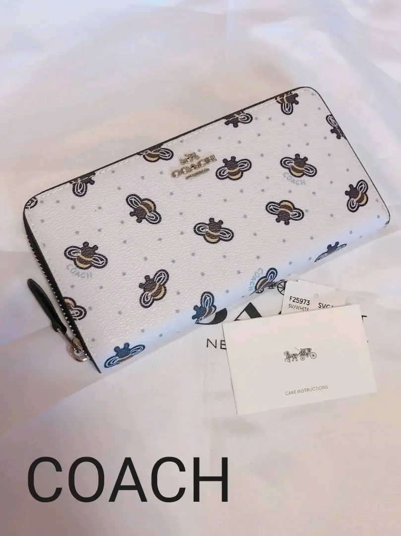 COACH コーチ ポーチ 財布 bee 蜂 ハチ ベージュ オフホワイト c8675ime7v.jpg