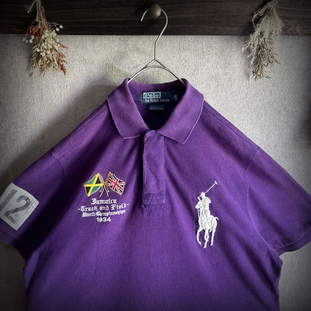 ✨希少✨ POLO Ralph Lauren ポロシャツ 紫イタリア 刺繍 S