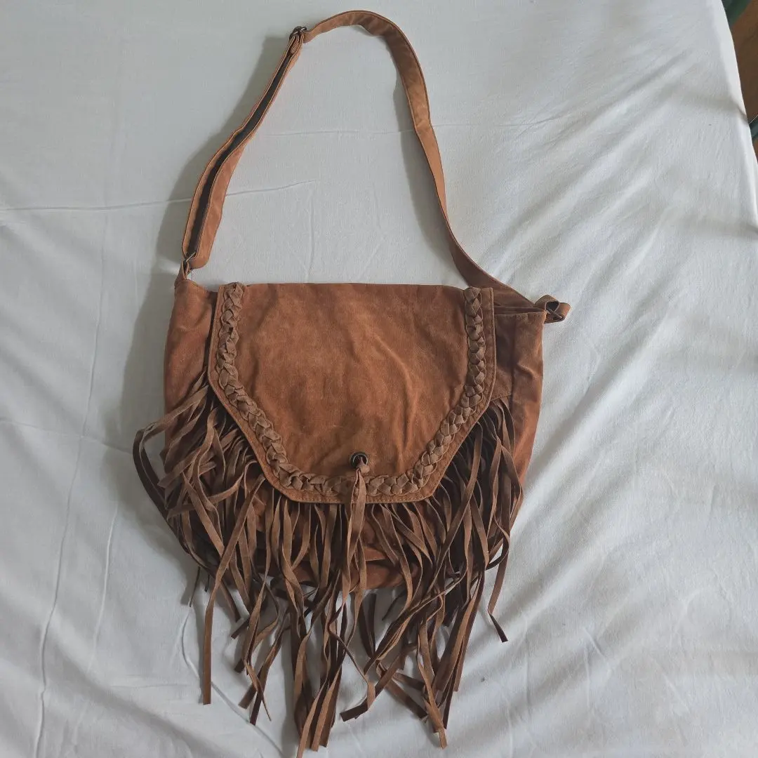 Thumbnail of Brown fringed shoulder bag