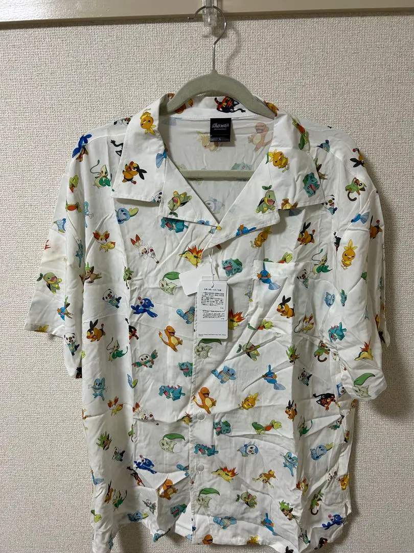 Thumbnail of Pokemon L Size Starter Pokemon All-over Print Pattern Shirt Aloha Shirt Unused