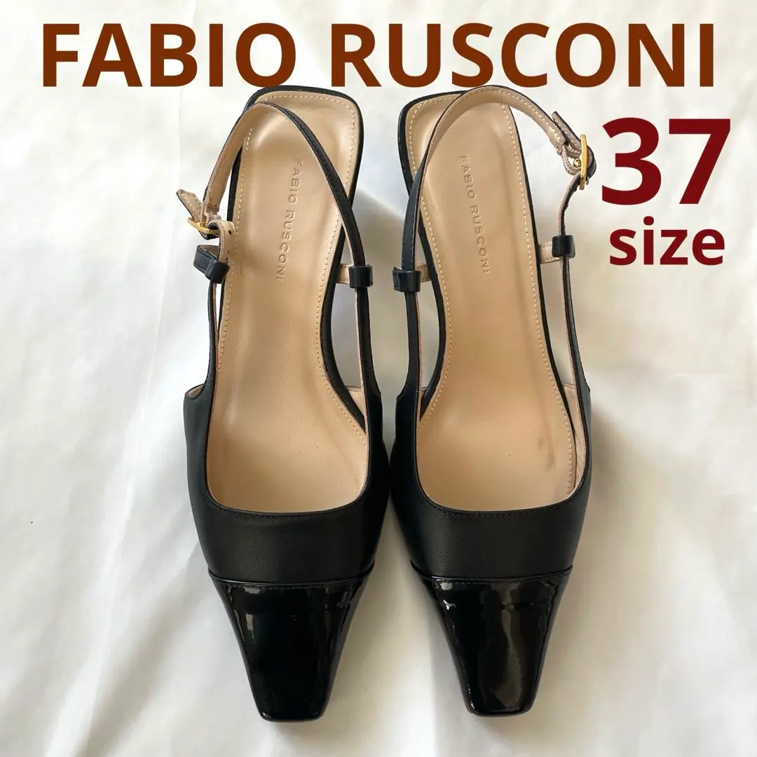 Thumbnail of Excellent condition Fabio Rusconi size 37 black pumps with back strap, 24cm