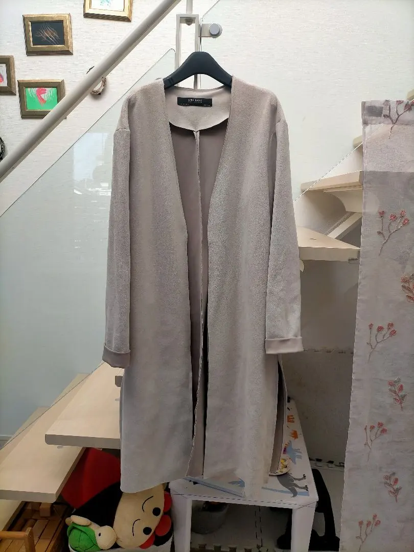 Thumbnail of ZARA BASIC Beige Long Coat Suede