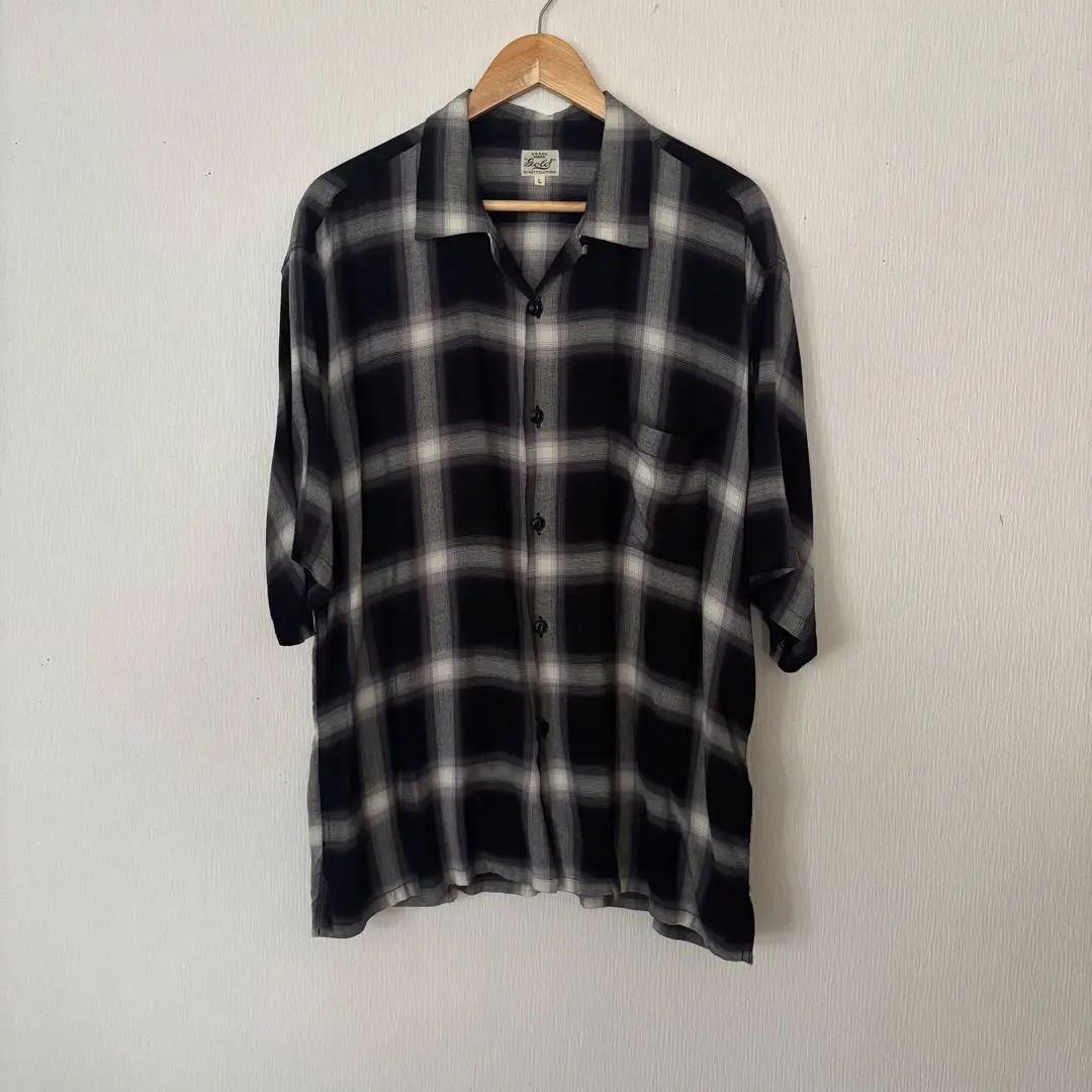 美品 GOLD チェック ネル ビッグ シャツ M ゴールド 東洋 ブラック GOLDJAPAN 大きいサイズ レディース トップス シャツ ネルシャツ