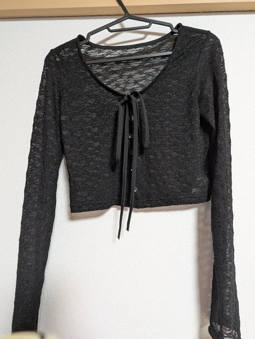 Thumbnail of Black lace cropped top