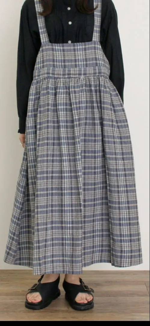 Thumbnail of Final Price: Samansa Mos2 【Cross×Linen】 Jumper Skirt, Navy