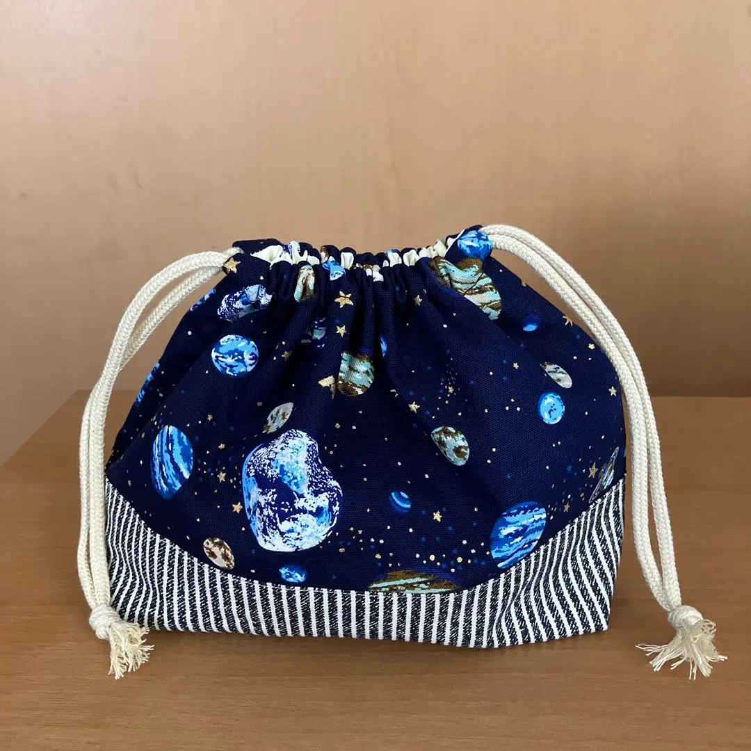 Thumbnail of Handmade Lunch Bag, Cup Bag, Bento Bag, Space Pattern, Stripes
