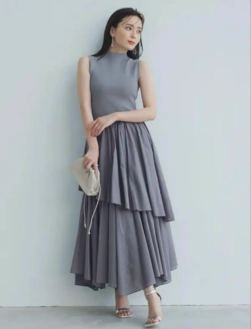 Thumbnail of 【Brand New】anuans Sleeveless Irregular Hem Docking Knit Dress
