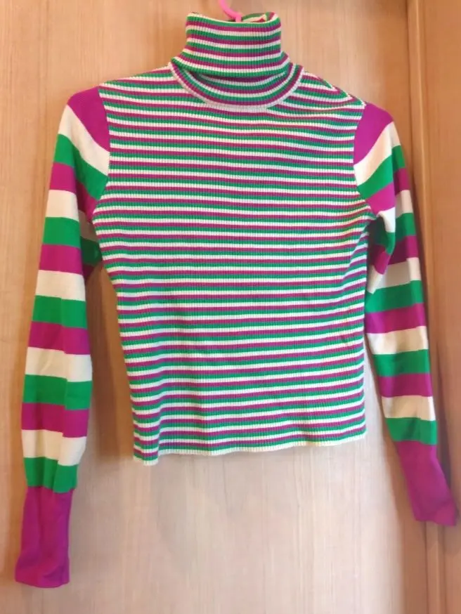 Thumbnail of jouetie ❤️ Colorful Border Turtleneck Knit Top