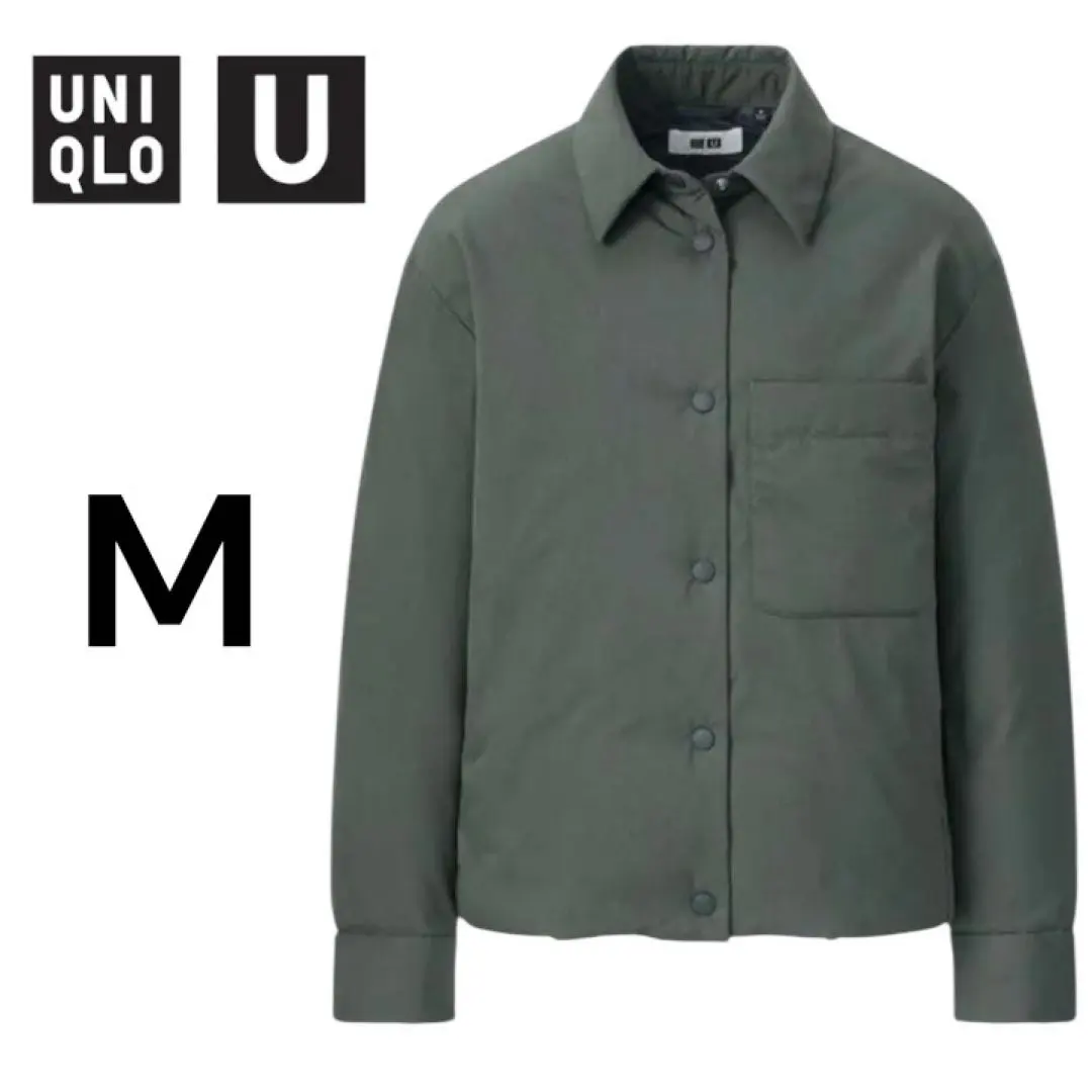 【新品】UNIQLO U 羽絨襯衫外套 綠色 160（M 相當） 的縮圖