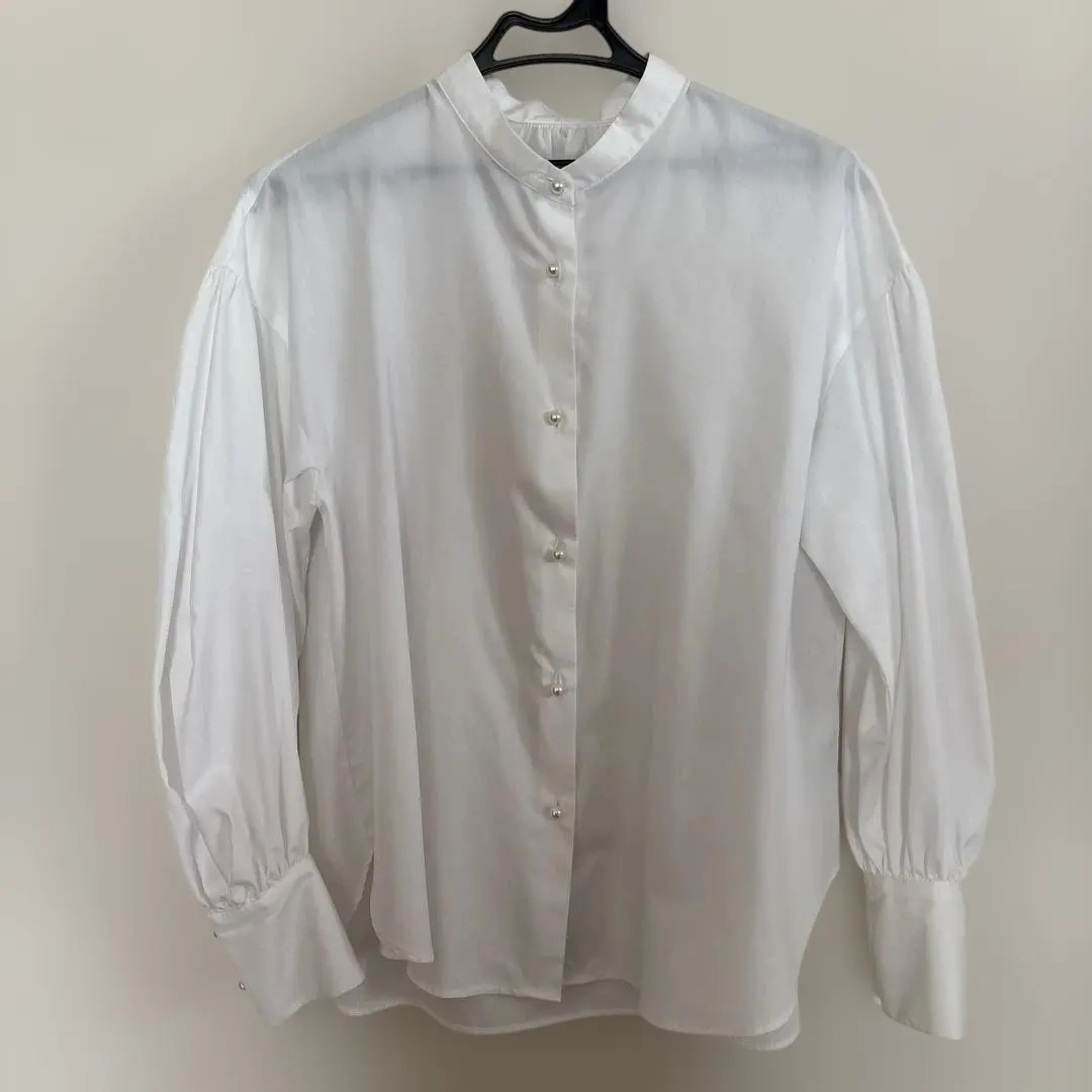 Thumbnail of White stand collar shirt