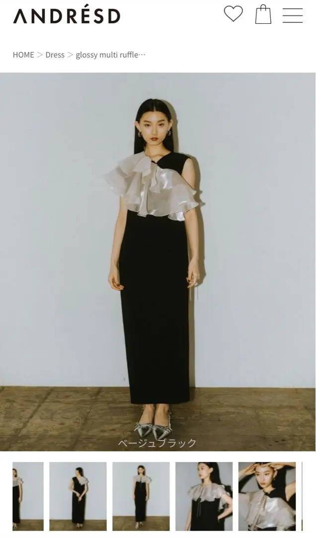 ANDRESD マルチラッフルドレス ブラック M glossy multi ruffle dress | ANDRESD