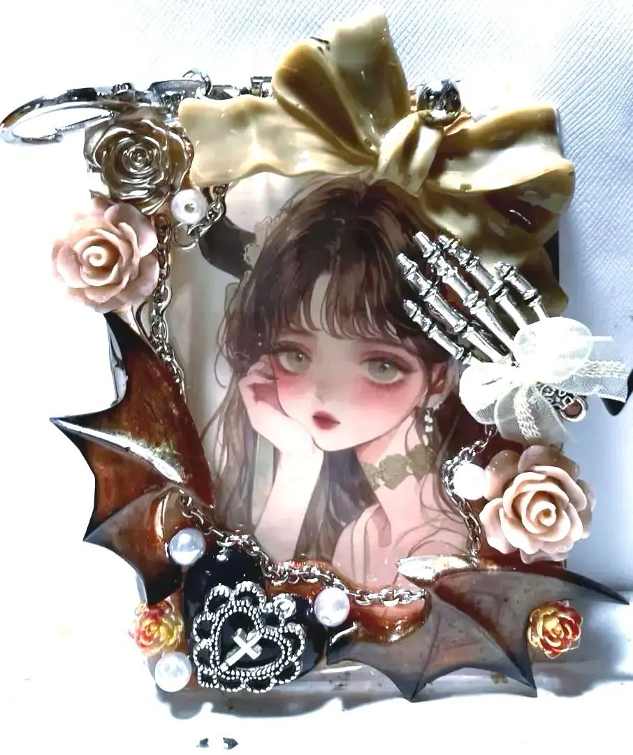 Thumbnail of Resin photo keyholder, hard case deco, resin deco ribbon wing rose y2k, oshi-katsu (supporting your favorite idol/character)