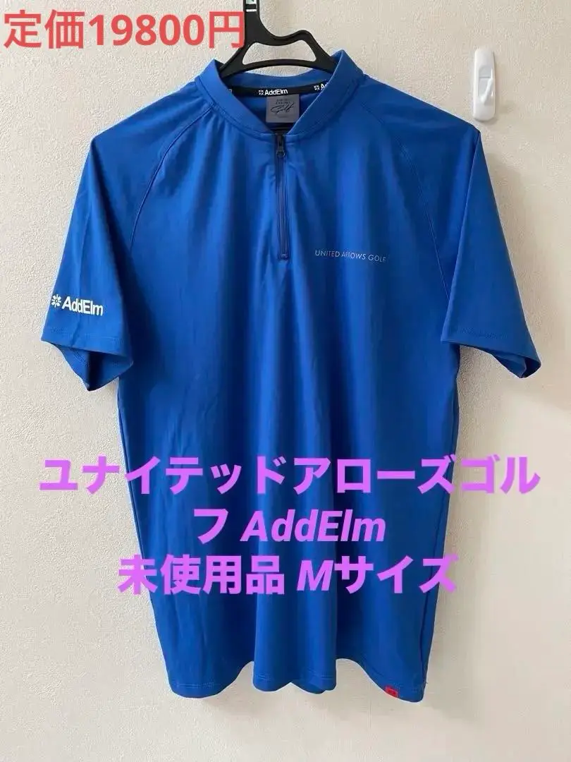 ユナイテッドアローズゴルフAddElm 青 ポロシャツ 半袖 M 美品】UNITED ARROWS GOLF ゴルフ ポロシャツ ブルー