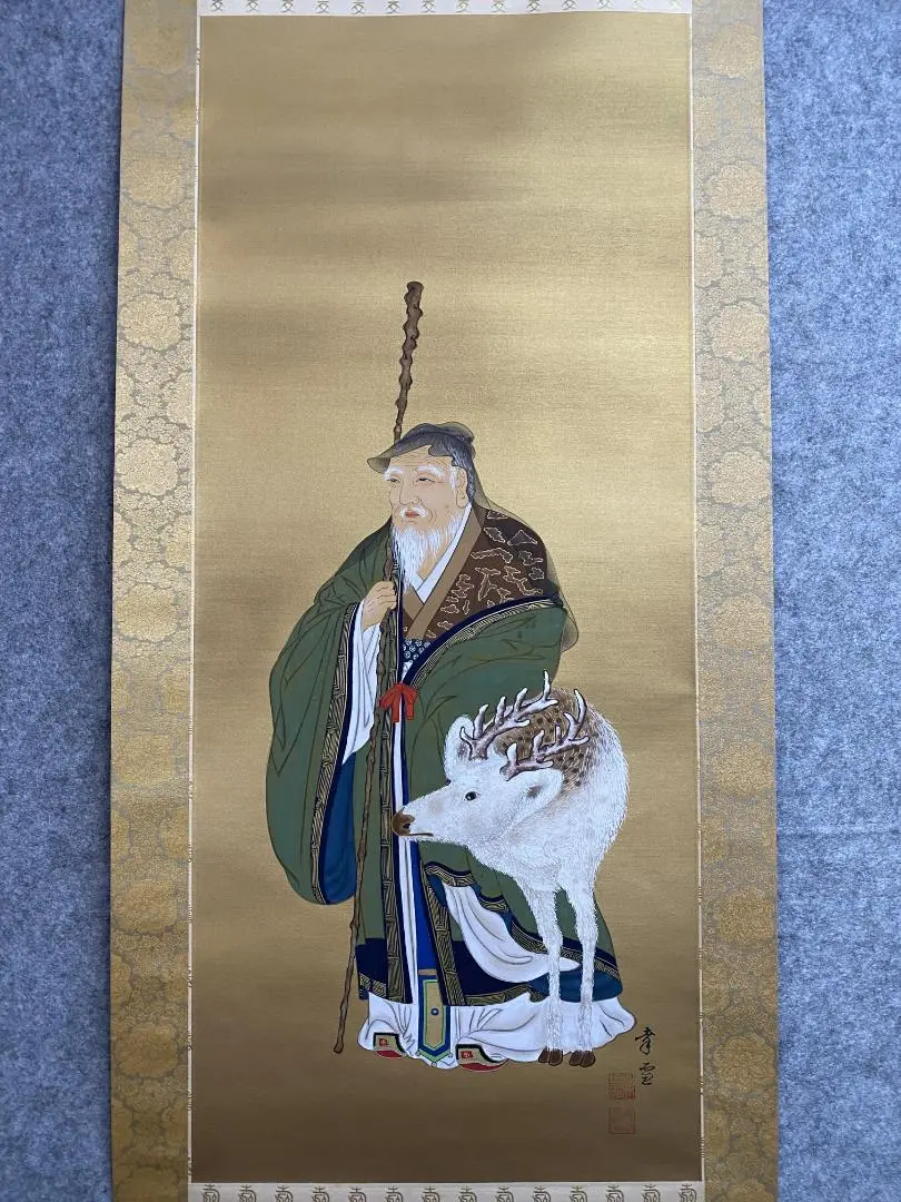 大津絵、江戸時代牛の掛け軸 茶道具 掛軸 掛け軸 干支 丑 干支掛軸 横軸画賛 大津絵 十牛の図