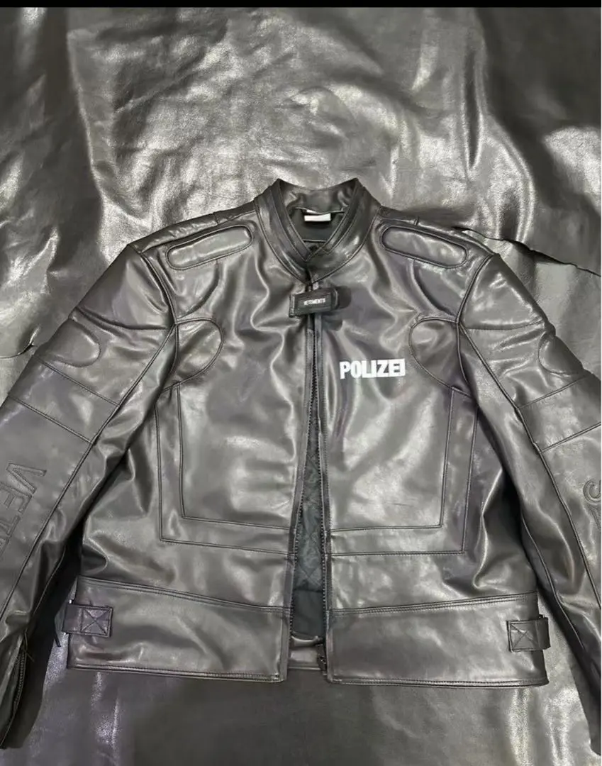 【希少】90s スイス警察　ポリスマンジャケット　レザージャケットPOLIZEI 超高品質で人気の 希少】90s スイス警察 ポリスマンジャケット