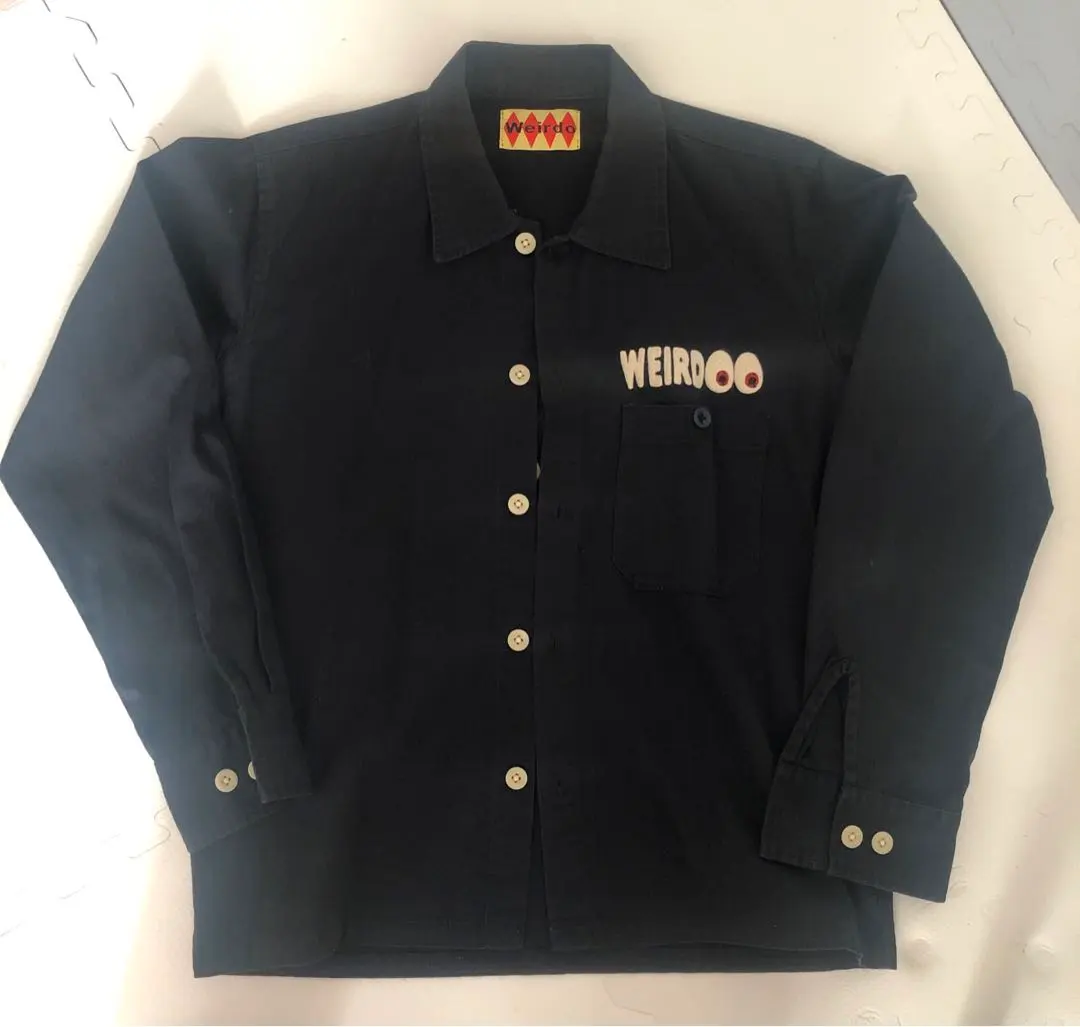 WEIRDO ウィアード　囚人ワークシャツ　ブラック混 WEIRDO ウィアード ワークシャツ オープンカラーシャツ 長袖