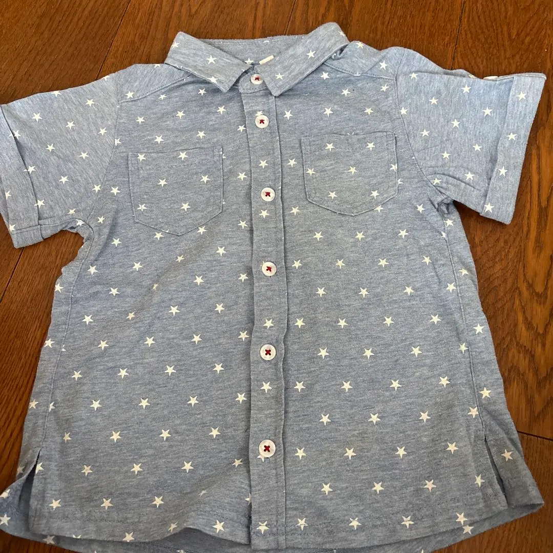 Thumbnail of Star Pattern Short Sleeve Shirt, Light Blue, 110cm