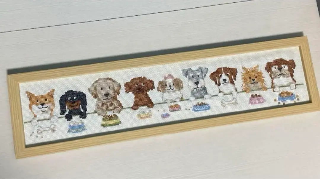 ホビーラホビーレ　クロスステッチ　完成品　⭐️ dog friends 2025年最新】ホビーラホビーレ クロスステッチ dogの人気