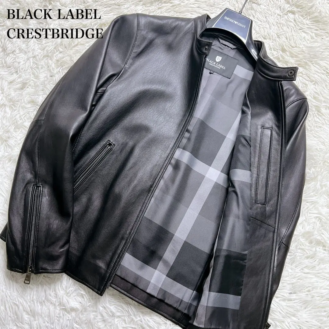 極美品 ブラックレーベル クレストブリッジ ラムレザー ダブルライダース M 黒 極美品 ブラックレーベル クレストブリッジ ラムレザー ダブル