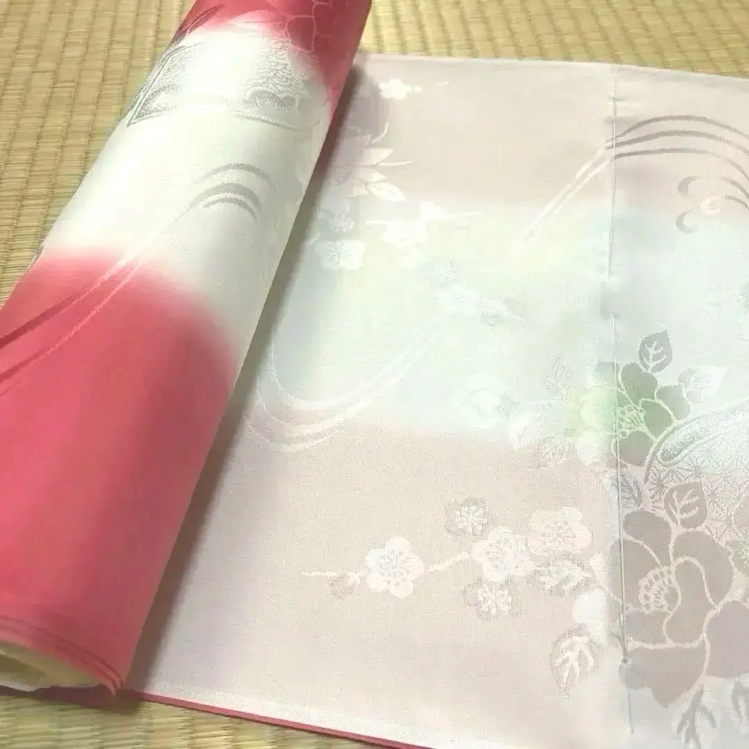 Thumbnail of Shoken Honfurisode Nagajuban fabric bolt, pale pink gradation with wine red inner gradation, 100% silk