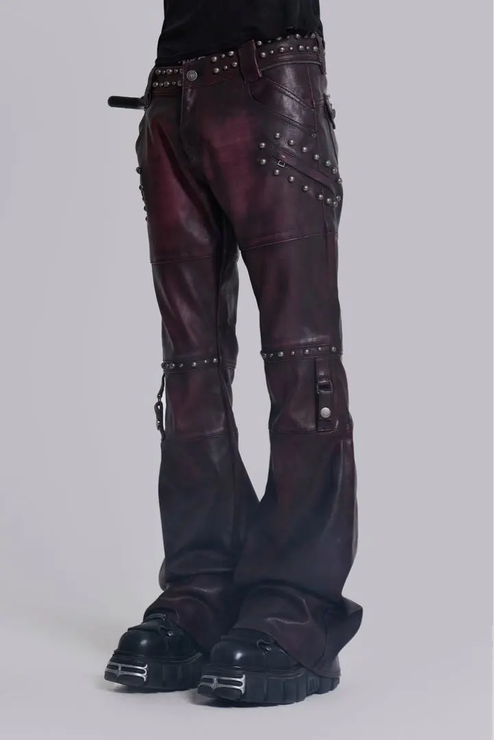 Thumbnail of Jaded London Leather Pants Burgundy W26