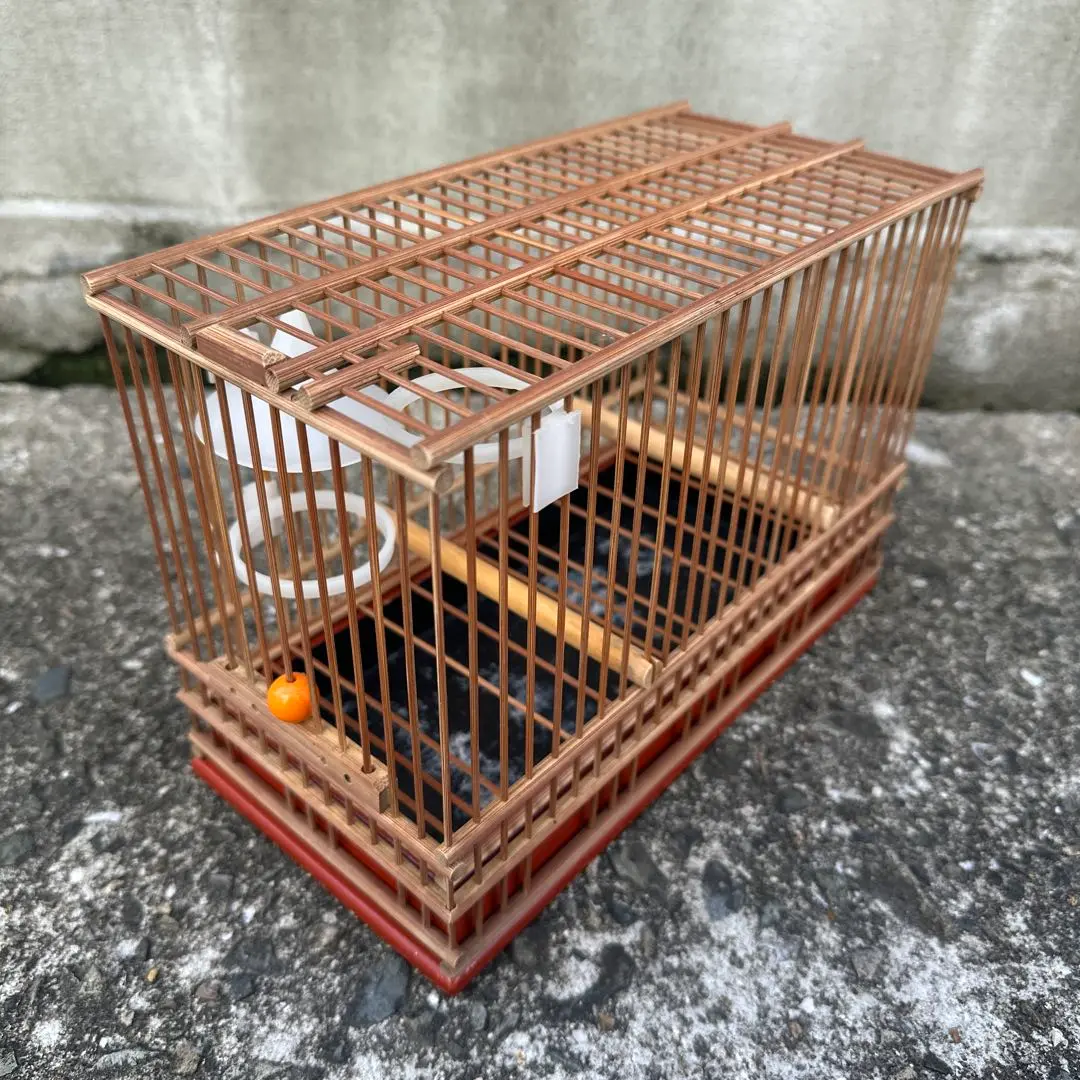◆ 竹製 鳥籠 メジロ籠 2個セット まとめ売り ケージ ケース　① ①昭和レトロ 竹製 鳥籠 メジロ籠 落とし籠 2個セット まとめ