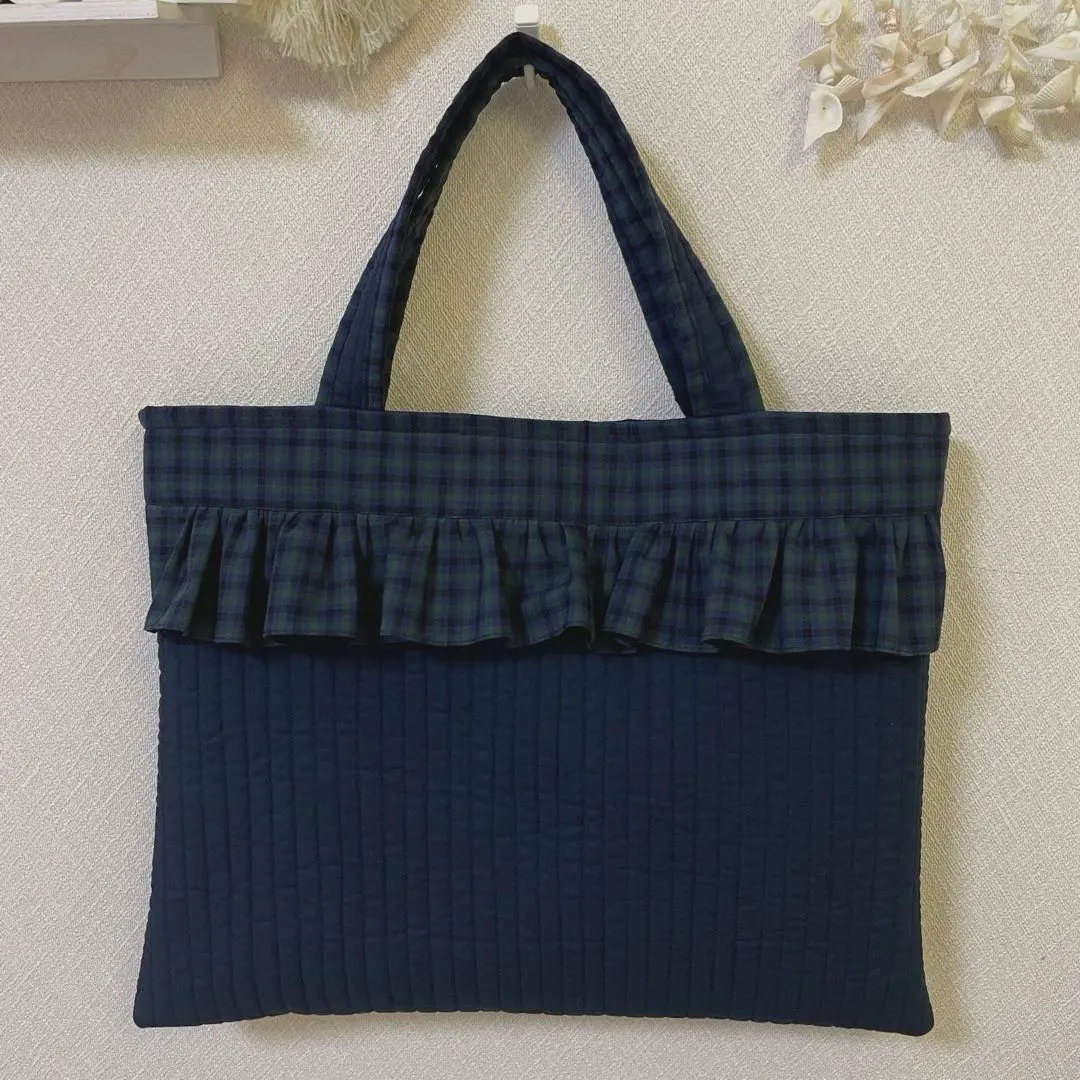 新品未使用♡ハンドメイド♡familiarチェックのヌビトートバッグ　ココア 新品未使用♡ハンドメイド♡familiarチェックのヌビトートバッグ