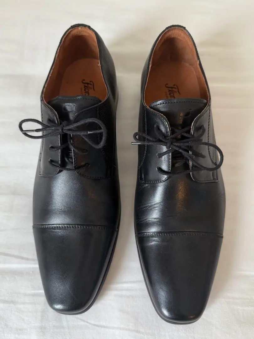 80年代ヴィンテージFLORSHEIMブラックドレスシューズ状態良好 70～80年代 FLORSHEIM フローシャイム ストレートチップ 内羽根