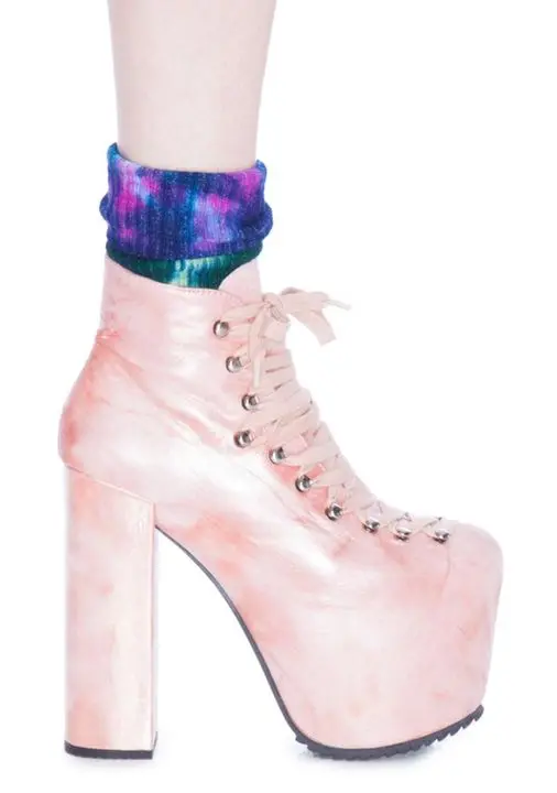 厚底 ヒール ブーツ ピンク unif マーメイドメタリック dollskill 厚底 ヒール ブーツ ピンク unif マーメイドメタリック dollskill