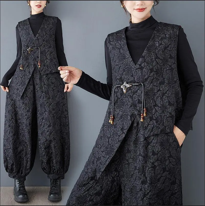 Thumbnail of Plus Size Women's Autumn/Winter Set Up Two-Piece Set Spring New Vest