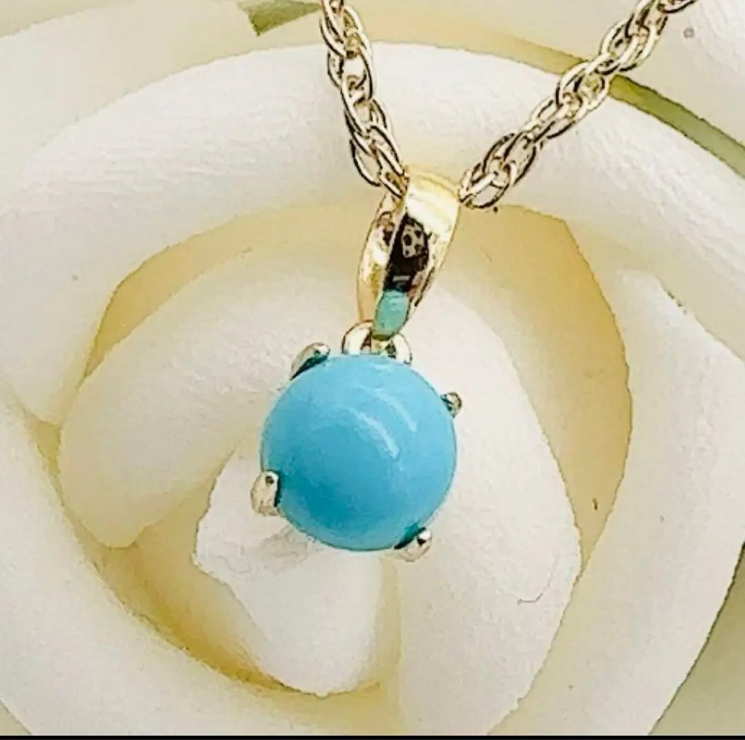 Thumbnail of 【Free Shipping】Natural Turquoise Necklace, Made in Japan, K18YG, Hallmarked, 18K Gold