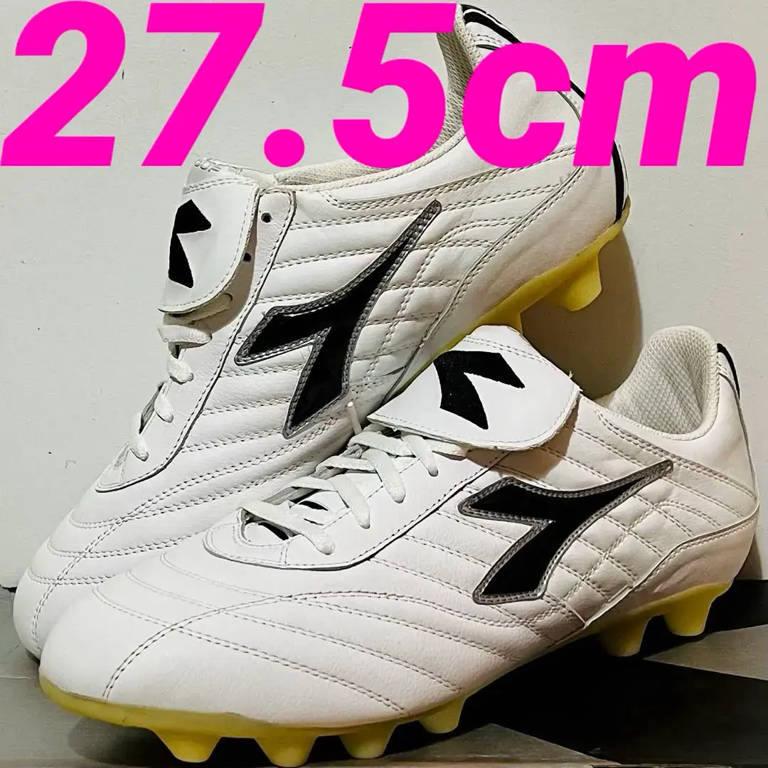 ディアドラ　サッカー スパイクシューズ ホワイト イエロー　28cm LX LT MG14 J ホワイト×ブラック 【diadora|ディアドラ