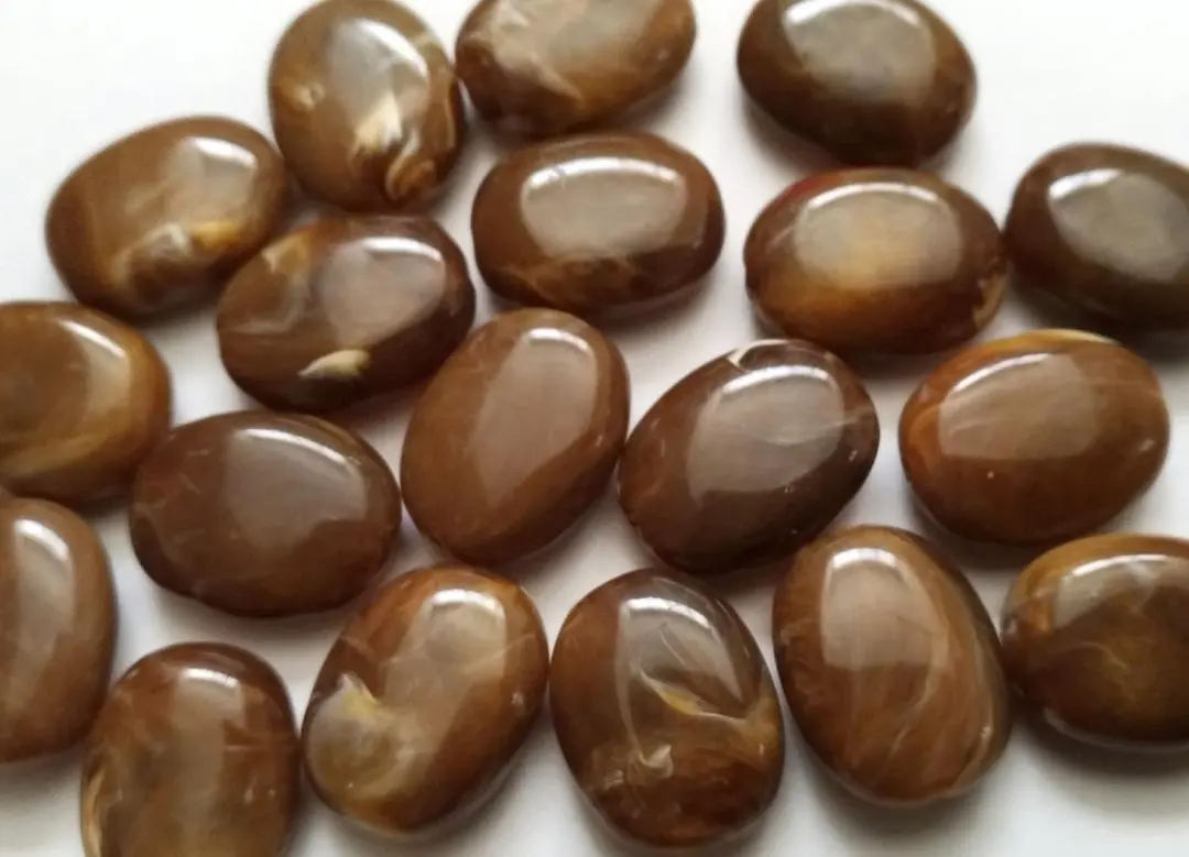 Thumbnail of Set of 10 plastic parts, mocha brown marble oval beads, natural stone-style earrings/piercings