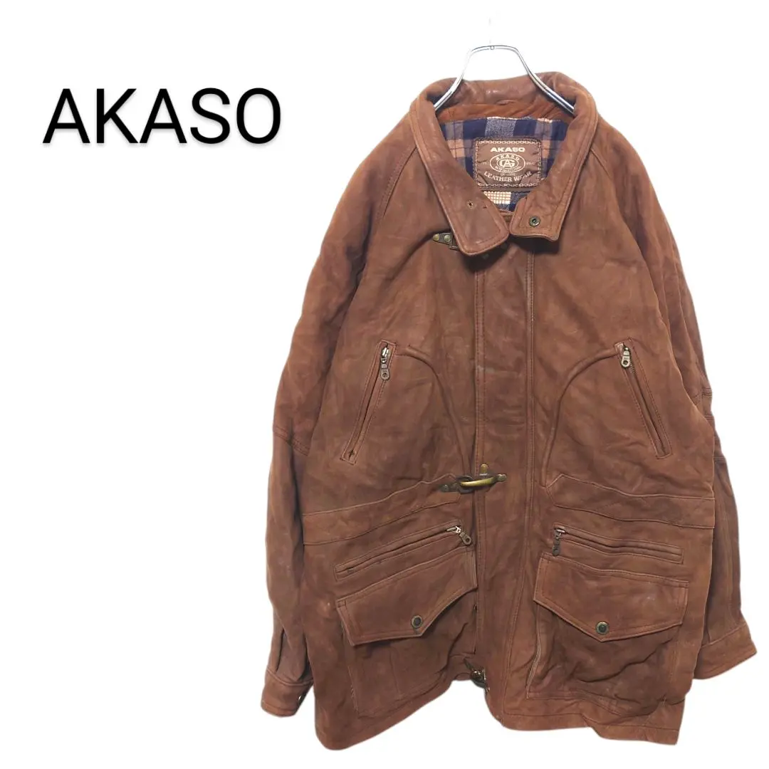 90年代　ヴィンテージ 【AKASO】本革ライダースジャケット　クロップド丈 2025年最新】akaso レザージャケットの人気アイテム - メルカリ