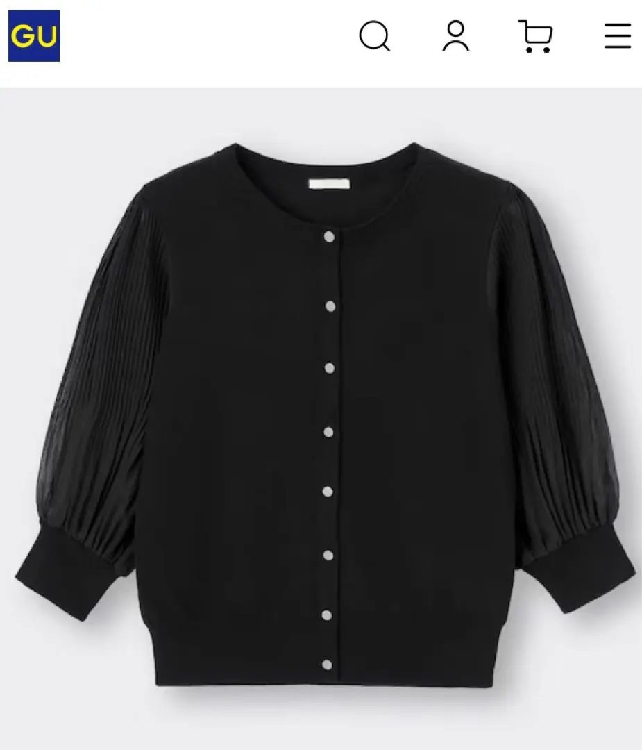 Thumbnail of [GU] * Pleated Sleeve Cardigan (3/4 Sleeve) Z * BLACK / M