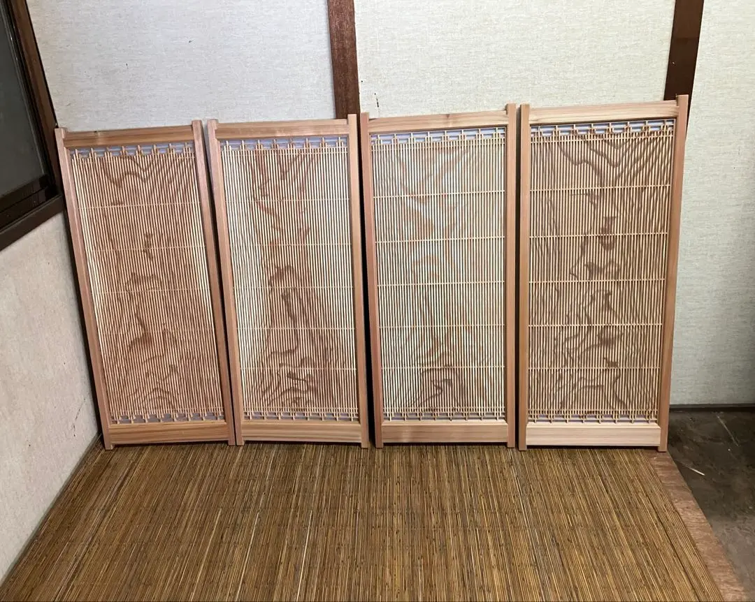 稀少 明治時代 欄間 組子細工 書院欄間 建具 衝立 リノベ 4枚 まとめ 稀少 明治時代 欄間 組子細工 書院欄間 建具 衝立 リノベ 4枚