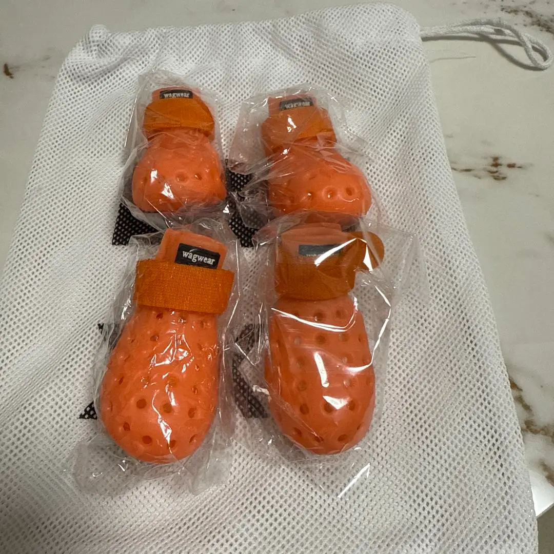 新品未使用品　wagwear 犬用ラバーブーツ　XXS　オレンジ　ワグウェア 犬用靴 散歩用 防水 犬用 シューズ くつ ラバーブーツ 軽い