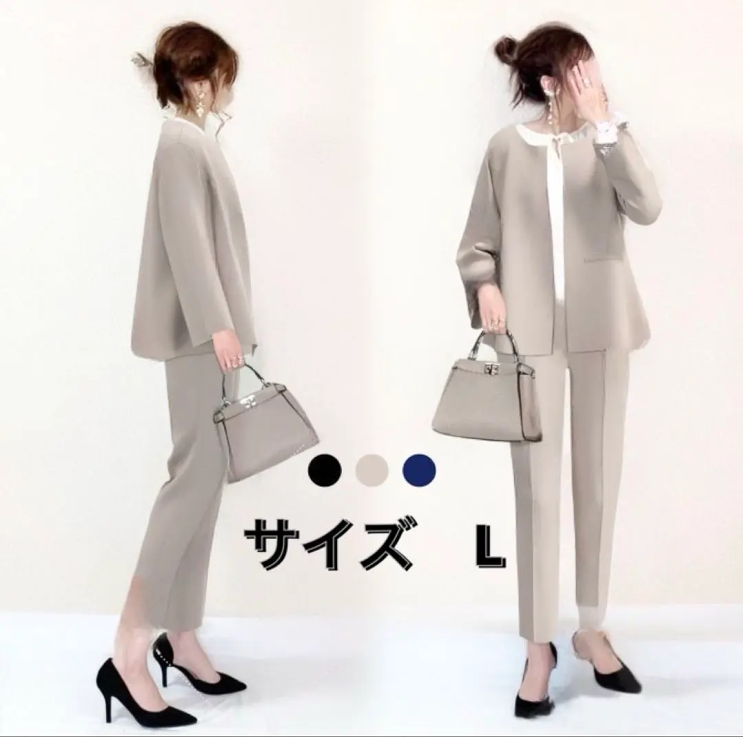 Thumbnail of Perfect for entrance exams and Shichi-Go-San! Elegant Mom's High-Quality Beige Pant Suit, Size L