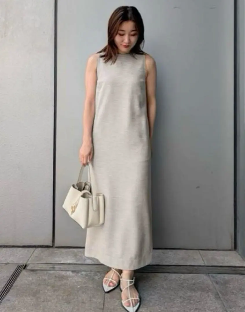 Thumbnail of Mila Owen Linen-like American Sleeve I-Line Maxi Dress, Black