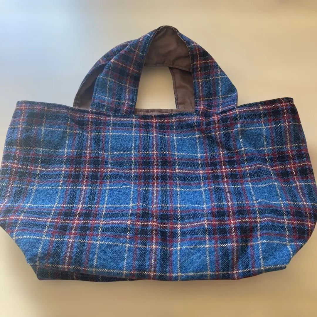 藍色格紋手提包 的縮圖