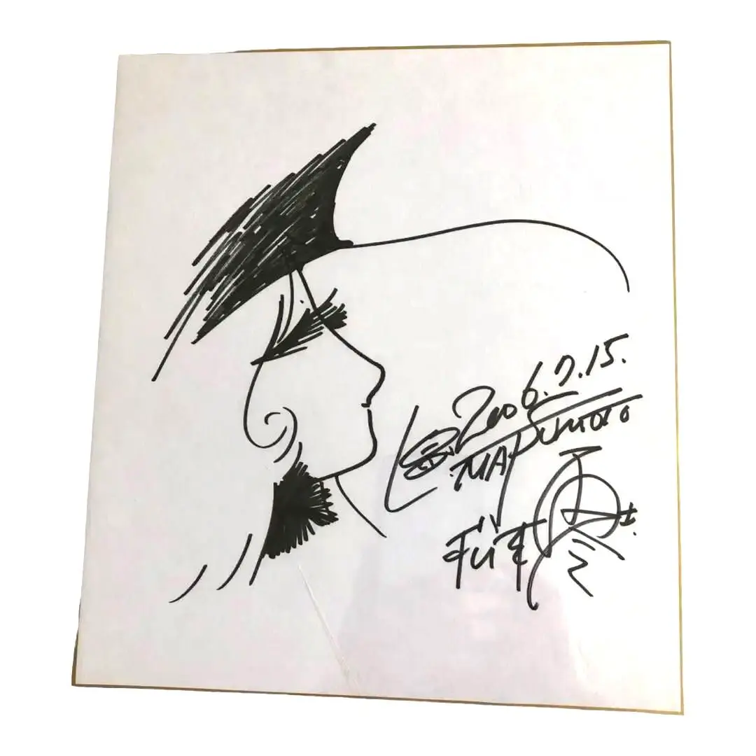 松本零士先生 直筆イラスト及びサイン額付色紙、直筆色紙2枚 超