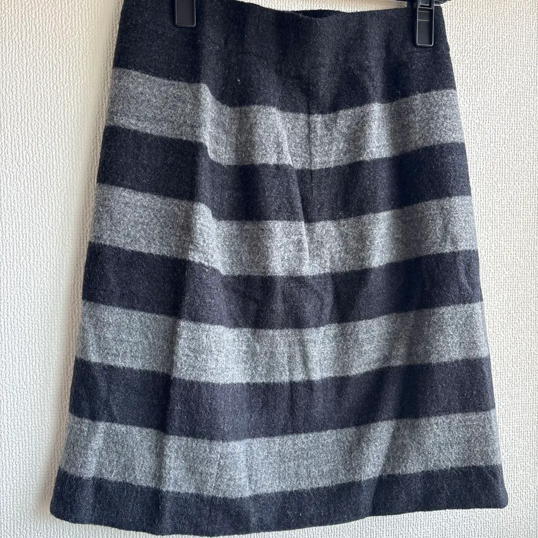 Thumbnail of ANAYI Wool Blend Reversible Tight Skirt, Gray Stripe