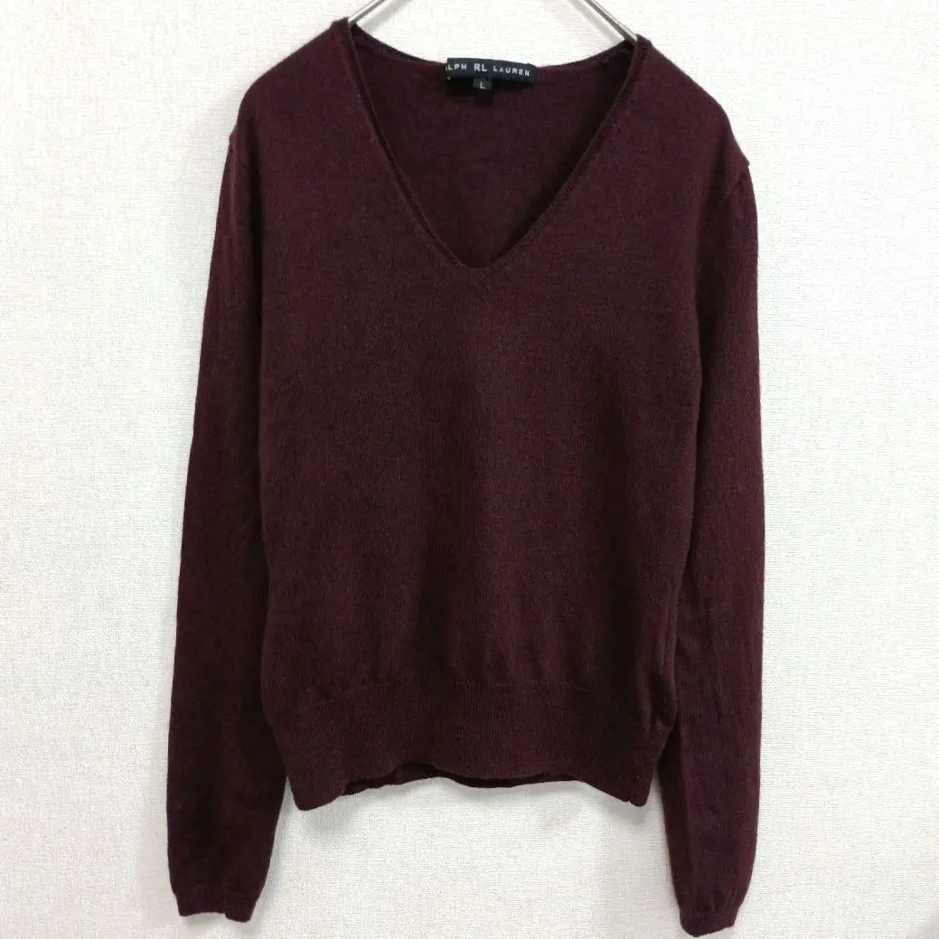 Thumbnail of RALPH RL LAUREN V-neck knit wool burgundy L