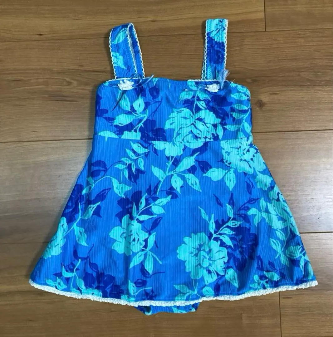 Thumbnail of Apple Mint Girl's One-Piece Swimsuit Blue Floral 110cm