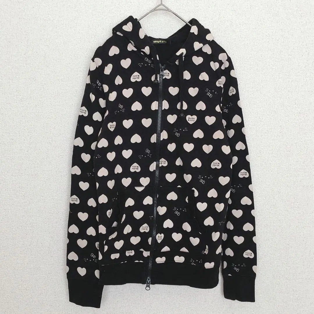 Thumbnail of Witty & Pretty | Hello Kitty Hoodie [M] Heart Pattern Sanrio Black