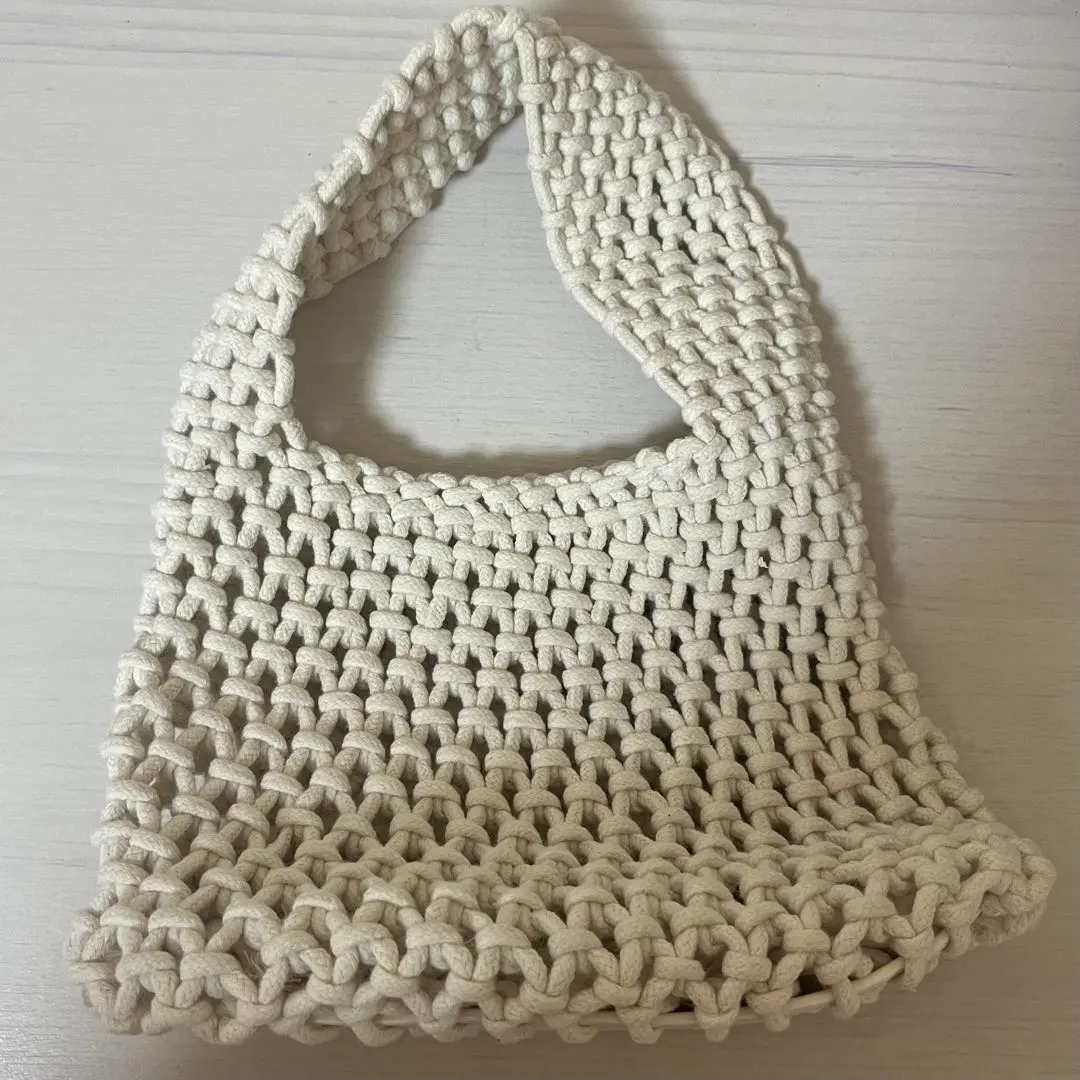 象牙色 編織手提包 ミニ 的縮圖