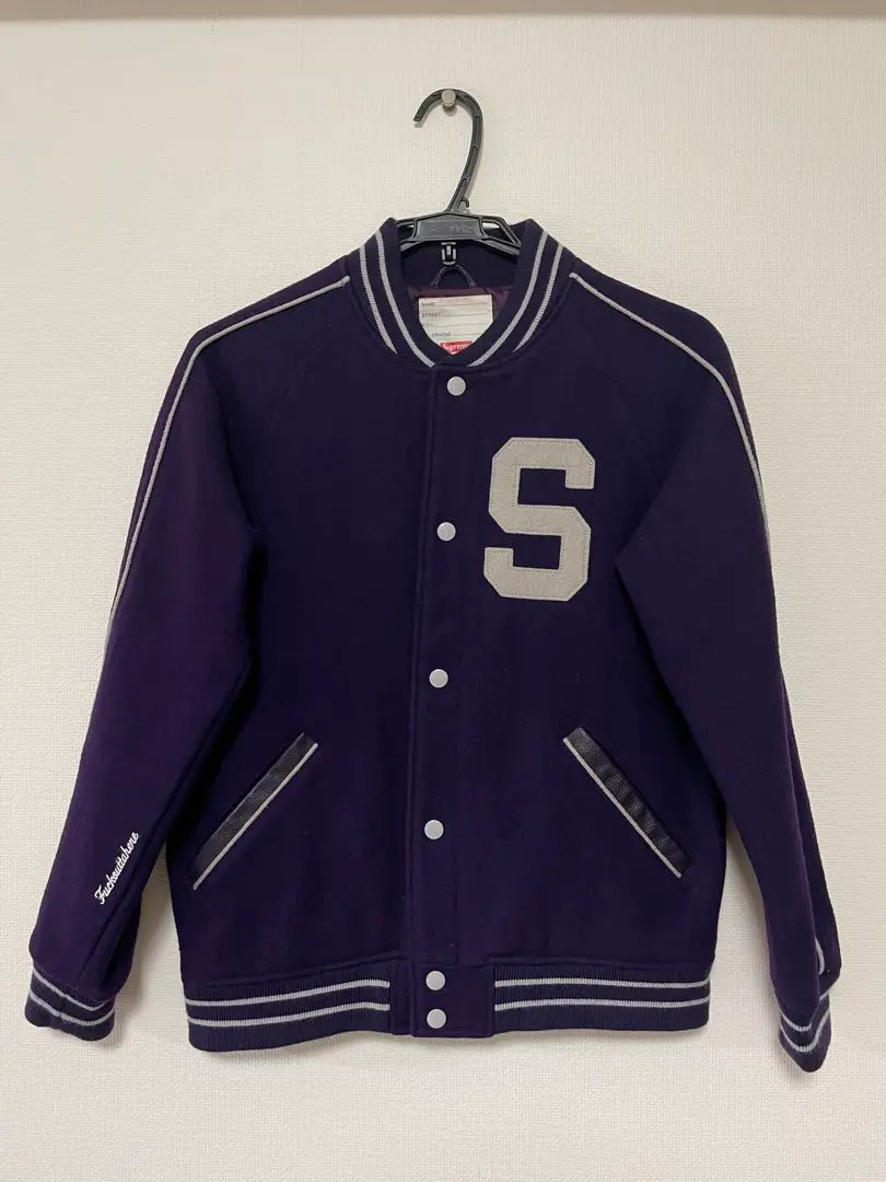 Supreme 初期 コットンスタジャン スクリプト Lライトブルー 初期 USA製 SUPREME SCRIPT VARCITY JKT L シュプリーム