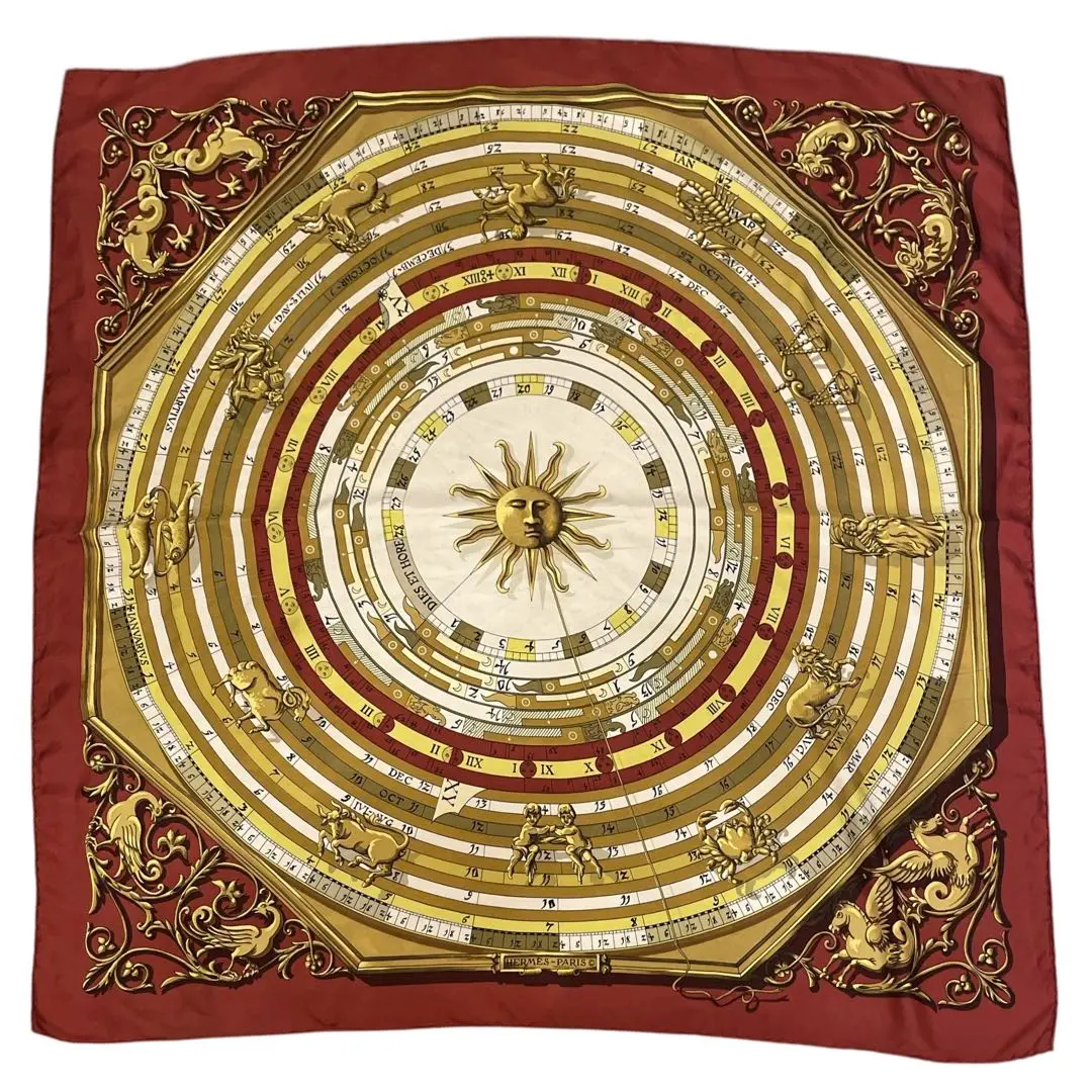 【美品】HERMESエルメス 星座柄　プチカレ　ミニカレ　スカーフ エルメス カレ40 ミニカレ プチカレ スカーフ 星座柄