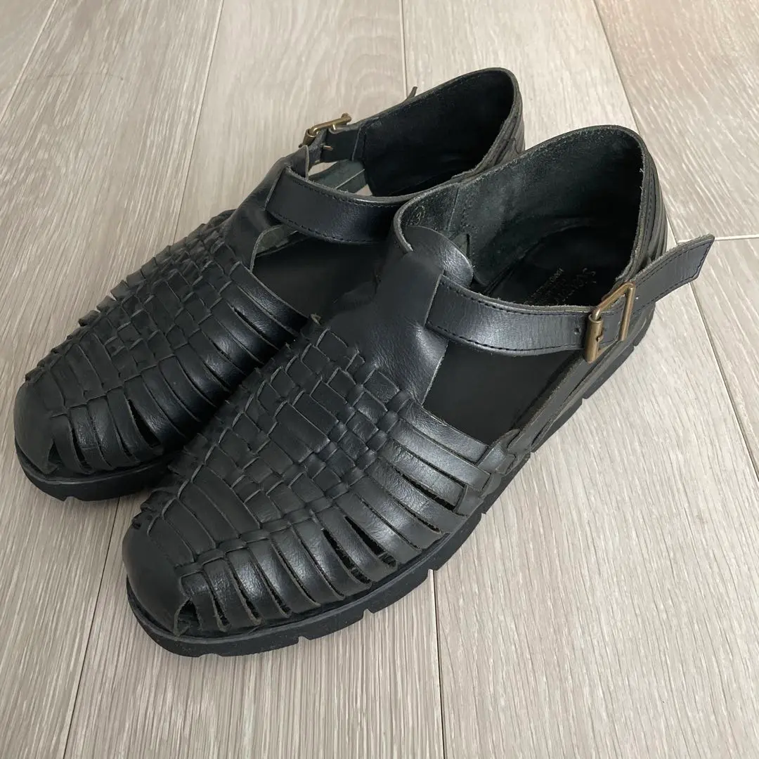 スティーブンアラン レザー グルカサンダル 黒 43 27~27.5 Steven Alan スティーブンアラン LEATHER MESH SANDALS レザー
