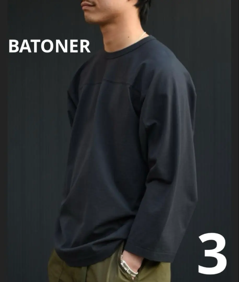 BATONER/バトナー　フットボールt 24SS ブラック　美品 BATONER(バトナー) 24SSFOOTBALL TフットボールTシャツBN-24SM